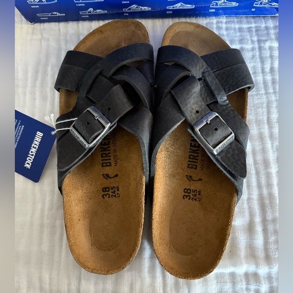 NWT Birkenstock Lugano Oiled Leather Sandal Size 38 Medium/Narrow - Picture 3 of 6